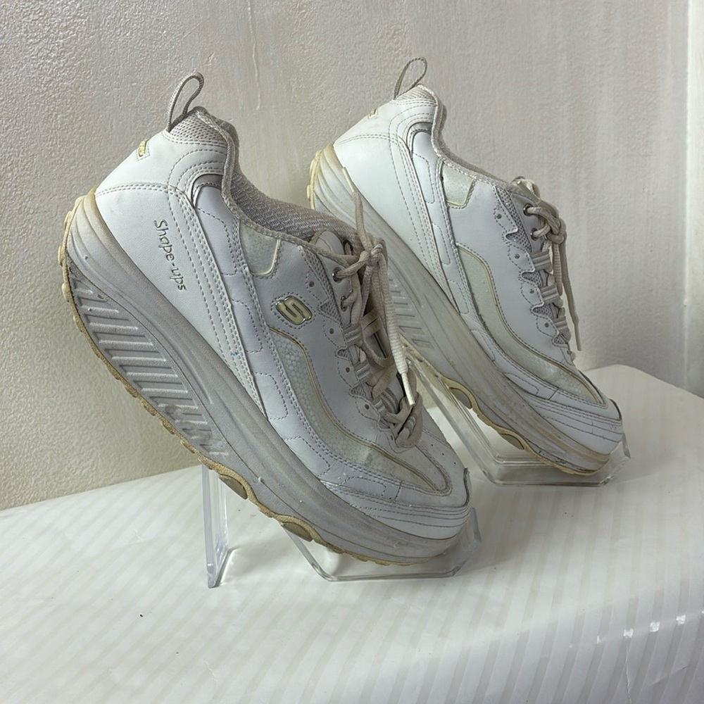 Skechers Shape Ups Athletic Sneakers Walking Toning Lace Up Synthetic White 10